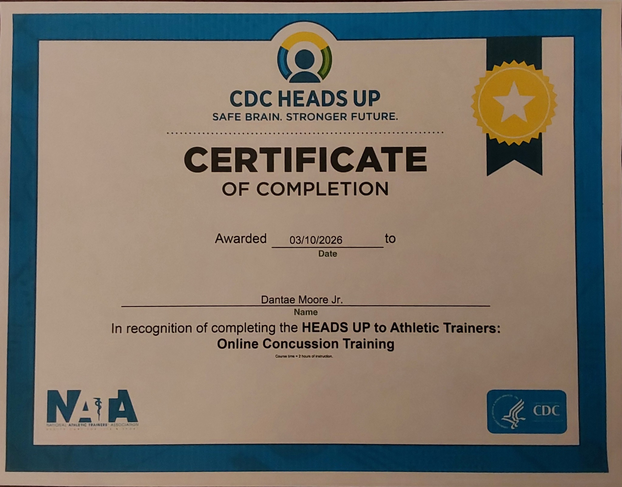 CDC concussion training for youth sports coaches